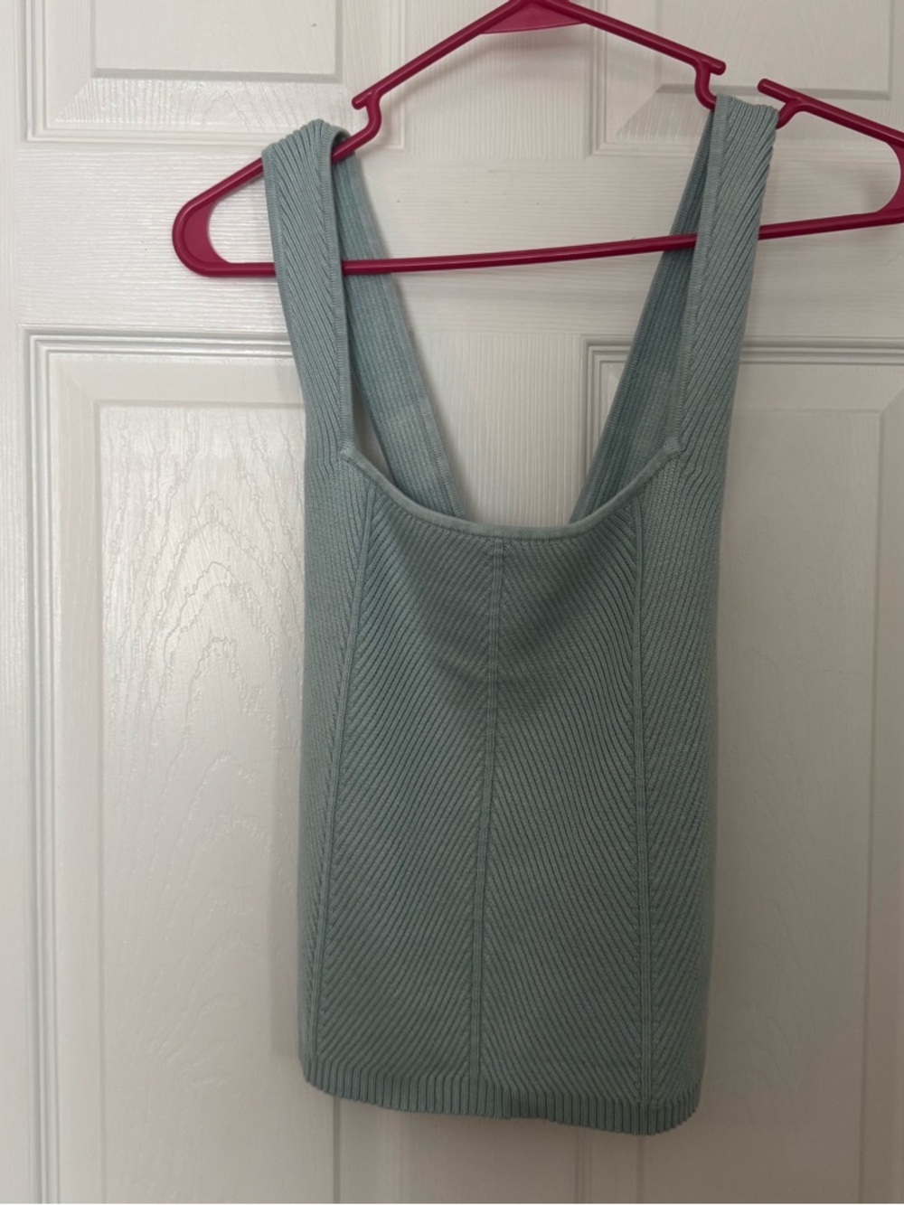 Abercrombie & Fitch Knit Square Neck Tank in Light Seafoam, large